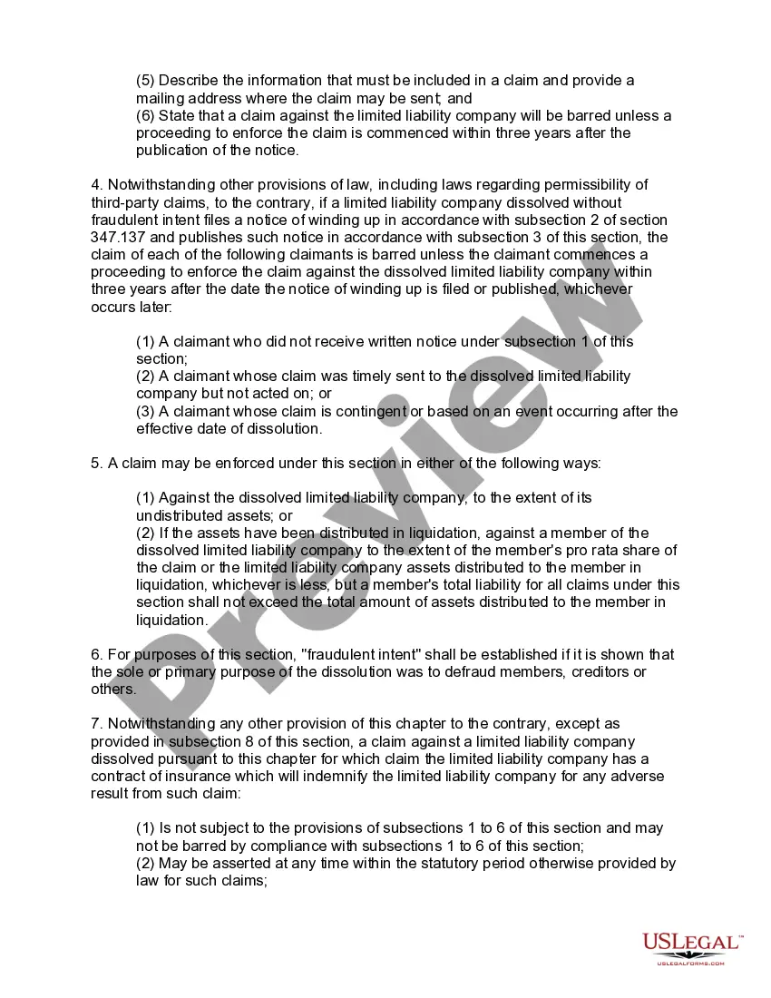 Get Missouri Dissolution Package to Dissolve Limited Liability Company LLC Preview Missouri Dissolution Package to Dissolve Limited Liability Company LLC