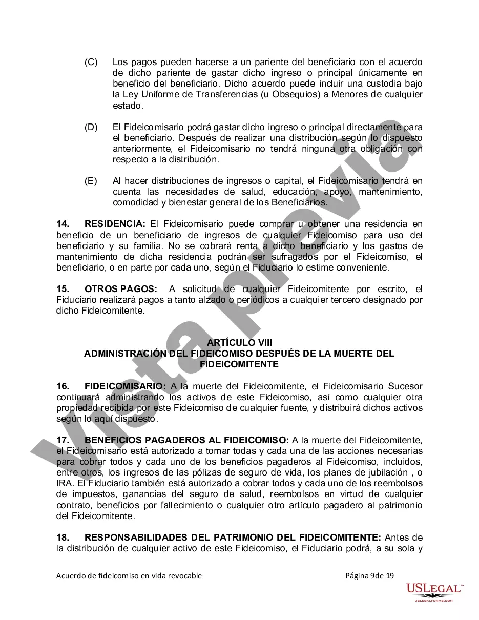 Preview Fideicomiso en vida para esposo y esposa sin hijos