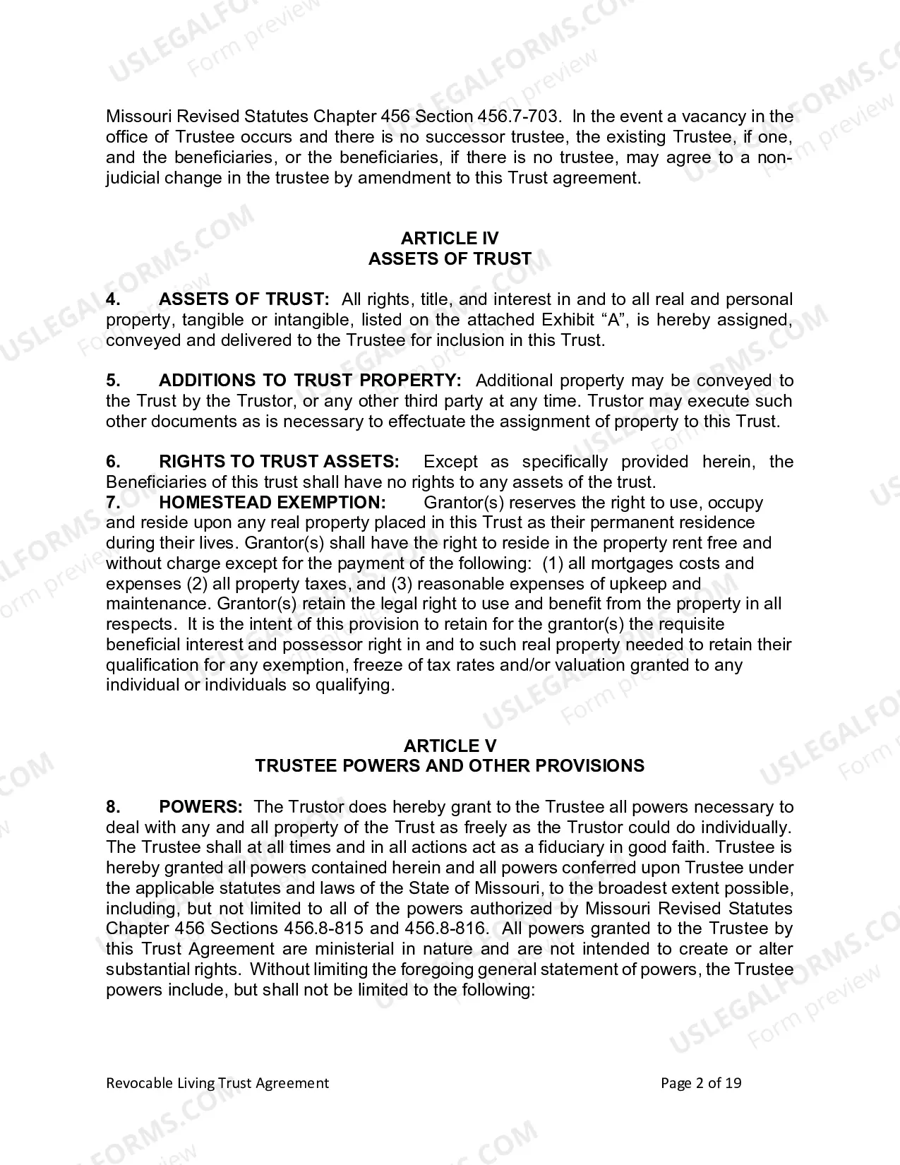 Preview Revocable Living Trust for Husband and Wife with No Children