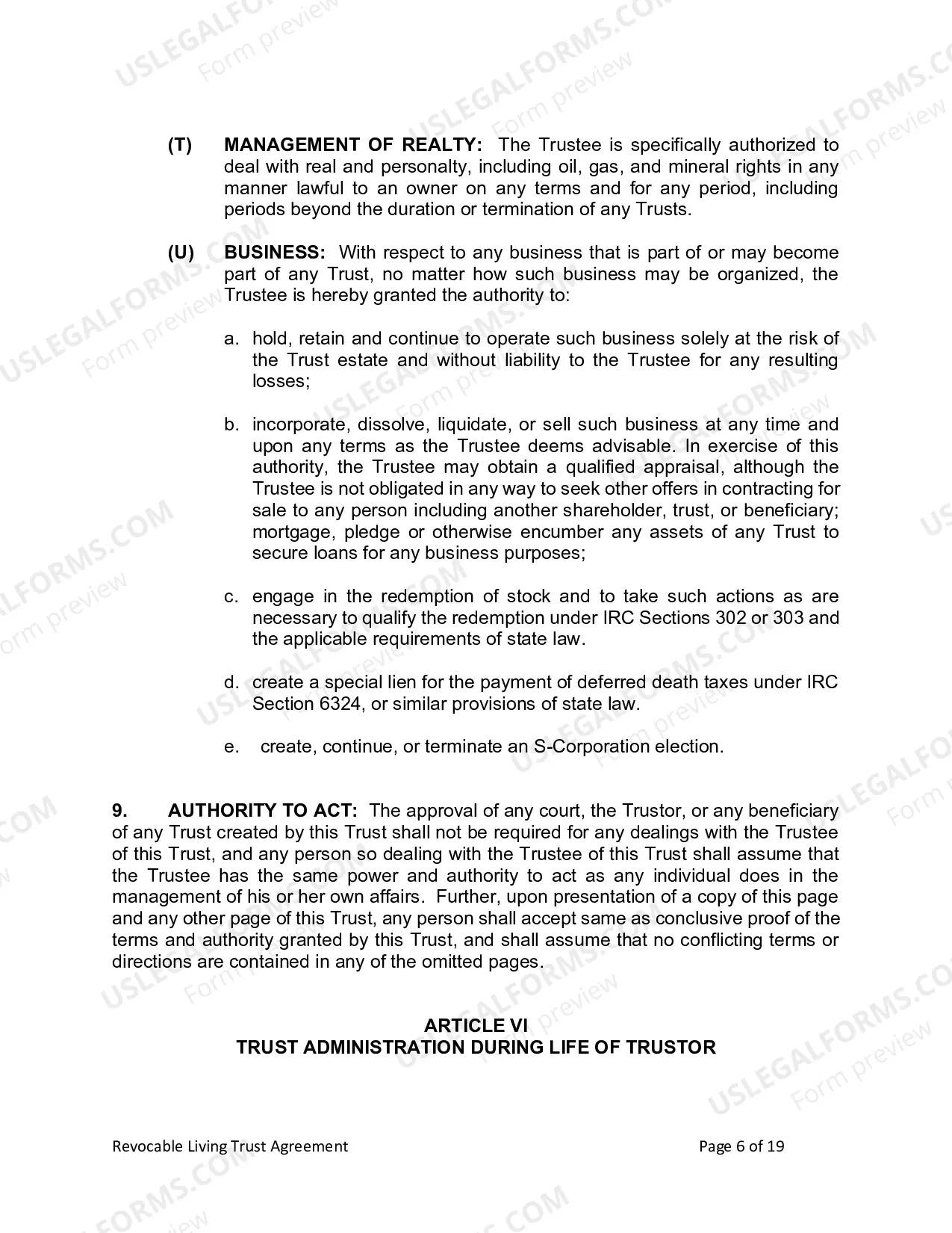 Preview Revocable Living Trust for Husband and Wife with No Children