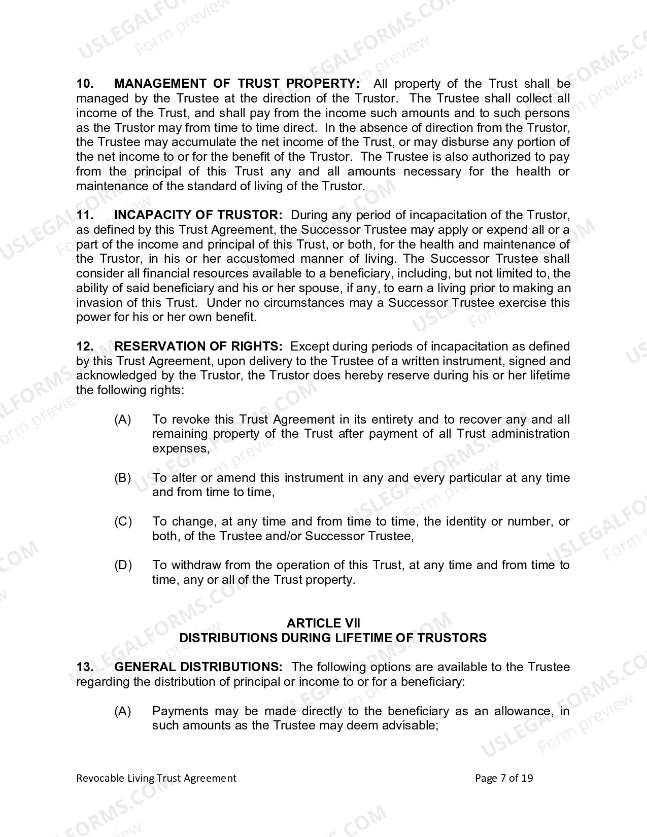 Preview Revocable Living Trust for Husband and Wife with No Children