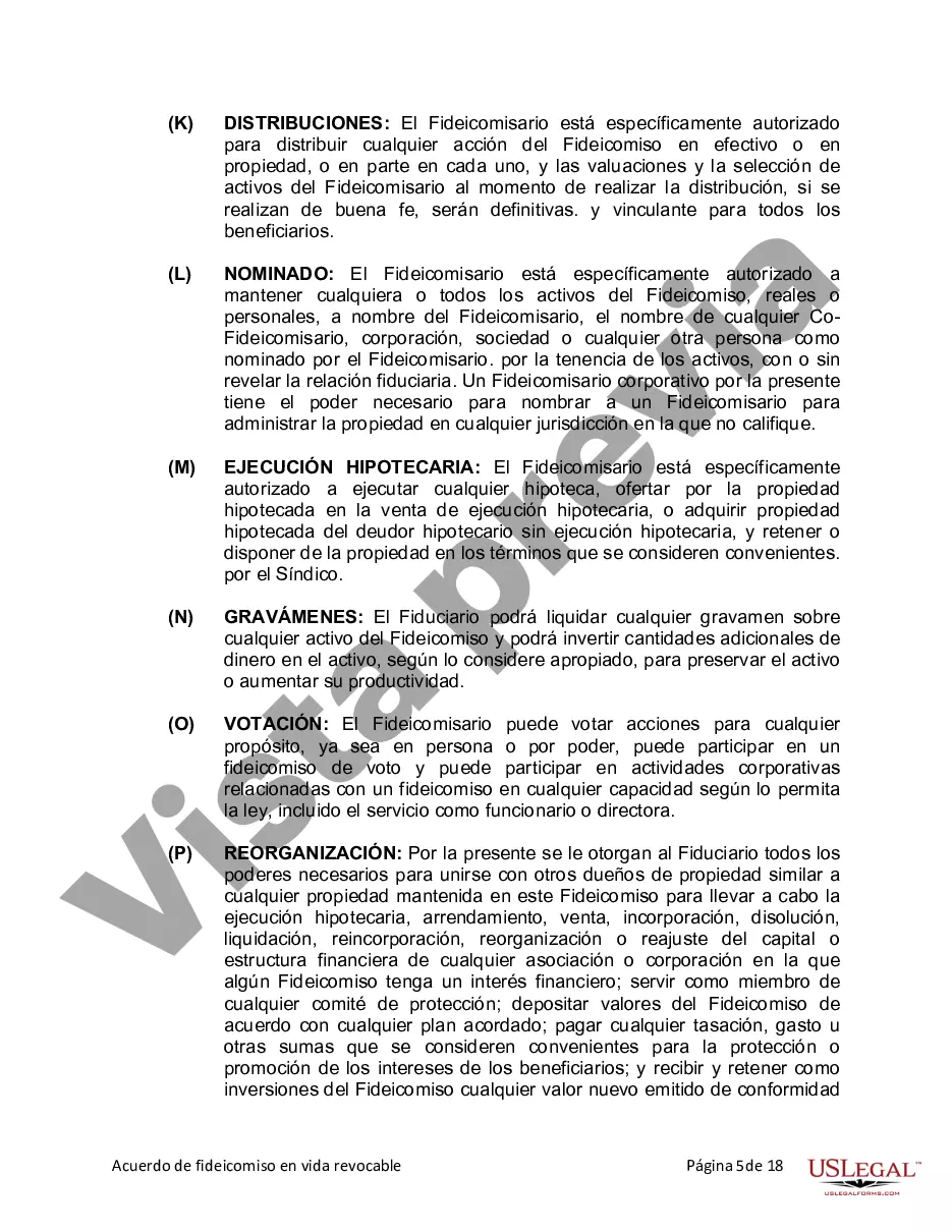 Preview Fideicomiso en Vida para Individuos Solteros, Divorciados o Viudos (o Viudos) sin Hijos