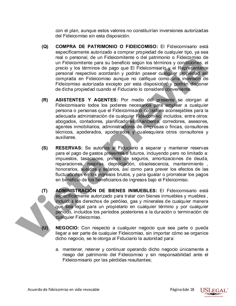 Preview Fideicomiso en Vida para Individuos Solteros, Divorciados o Viudos (o Viudos) sin Hijos