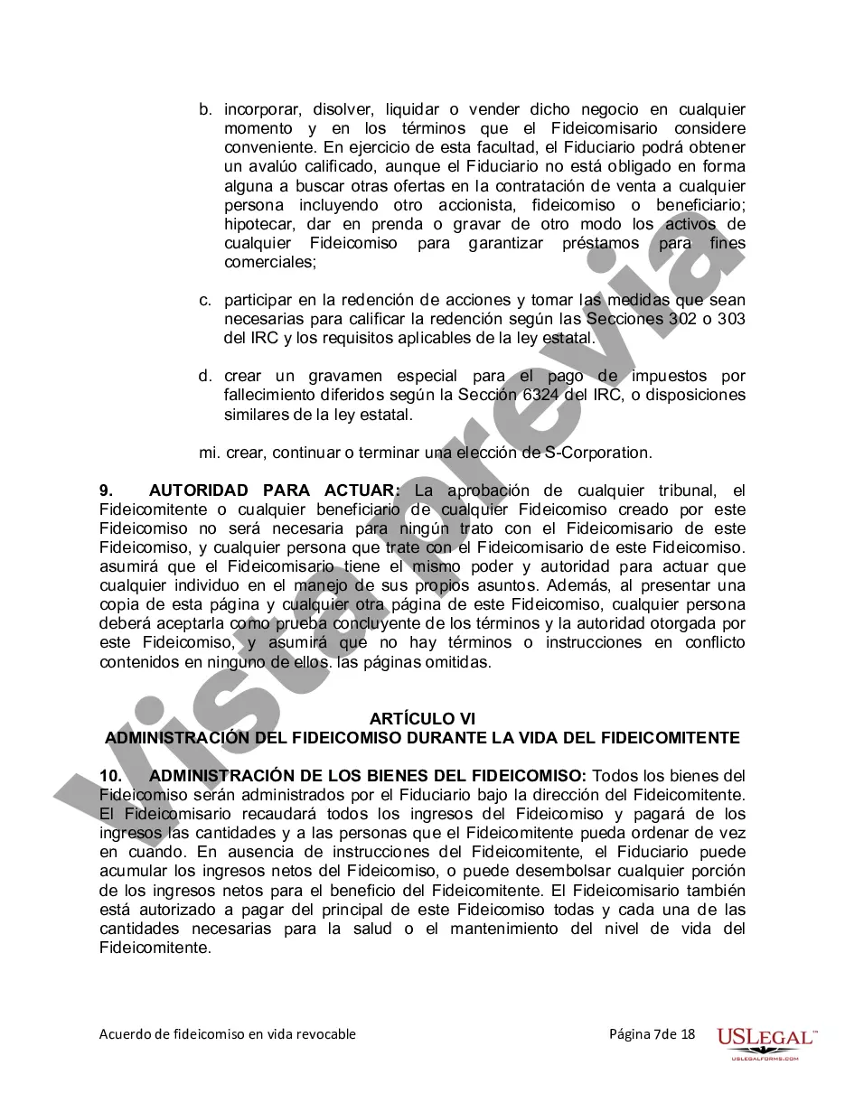 Preview Fideicomiso en Vida para Individuos Solteros, Divorciados o Viudos (o Viudos) sin Hijos
