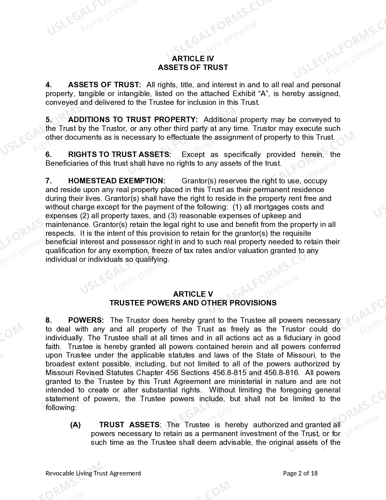 Preview Living Trust for Individual Who is Single, Divorced or Widow (or Widower) with No Children