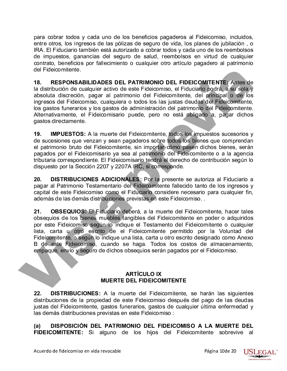 Preview Fideicomiso en Vida para Individuos Solteros, Divorciados o Viudos (o Viudos) con Hijos