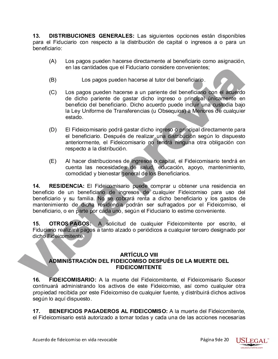 Preview Fideicomiso en Vida para Individuos Solteros, Divorciados o Viudos (o Viudos) con Hijos