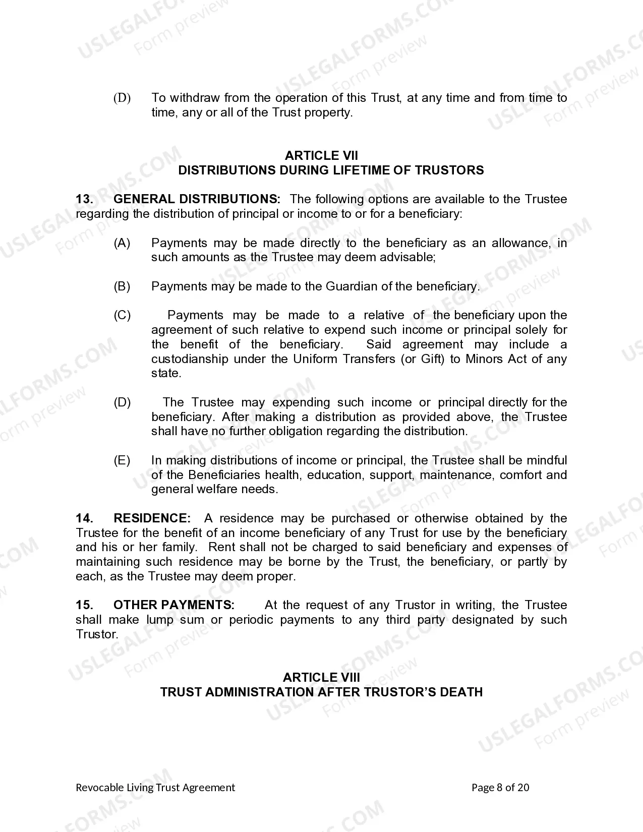 Preview Living Trust for Individual Who is Single, Divorced or Widow (or Widower) with Children