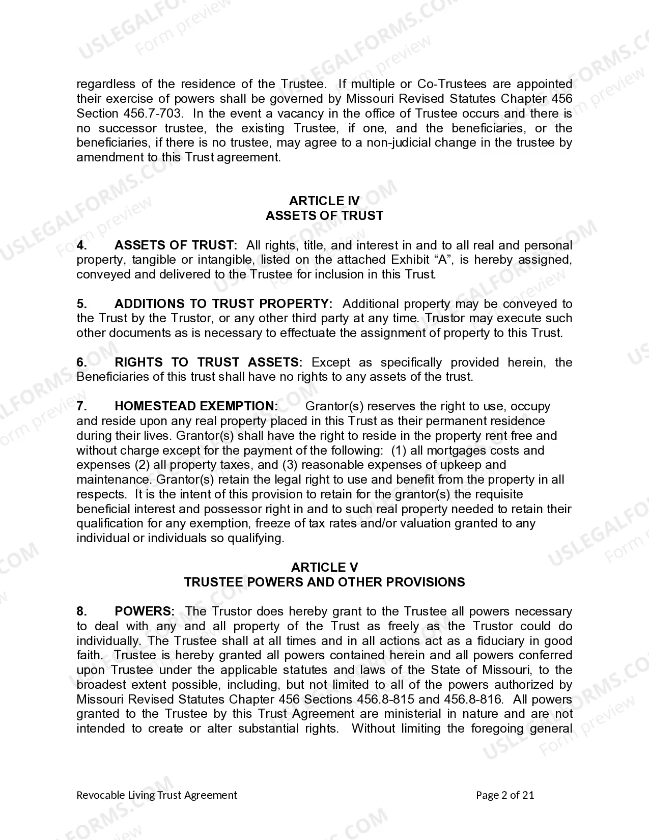 Preview Living Trust for Husband and Wife with One Child