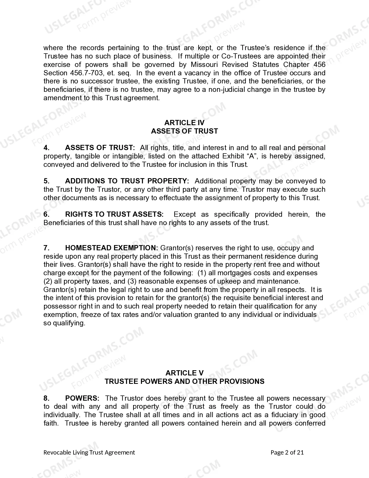 Preview Living Trust for Husband and Wife with Minor and or Adult Children