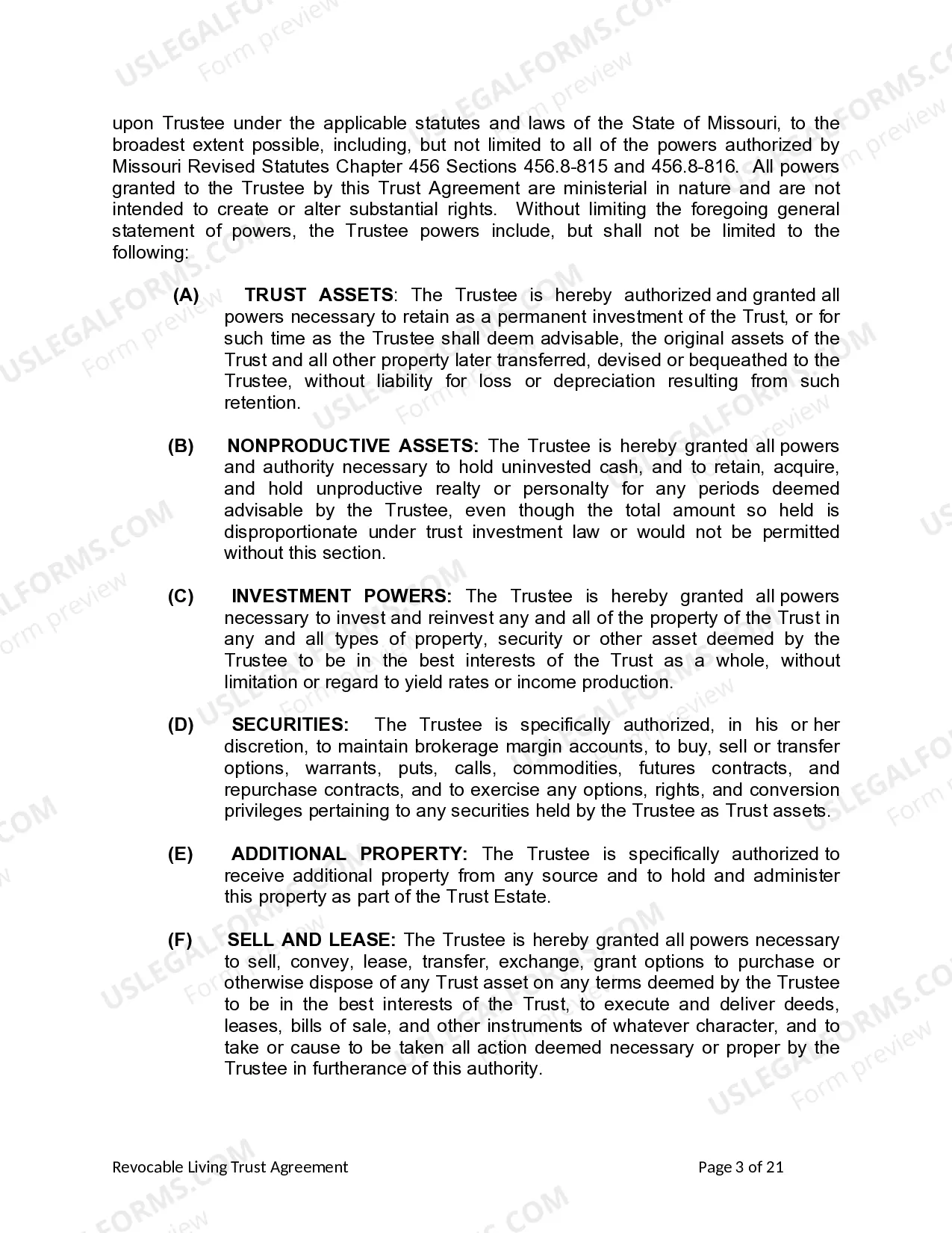 Preview Living Trust for Husband and Wife with Minor and or Adult Children