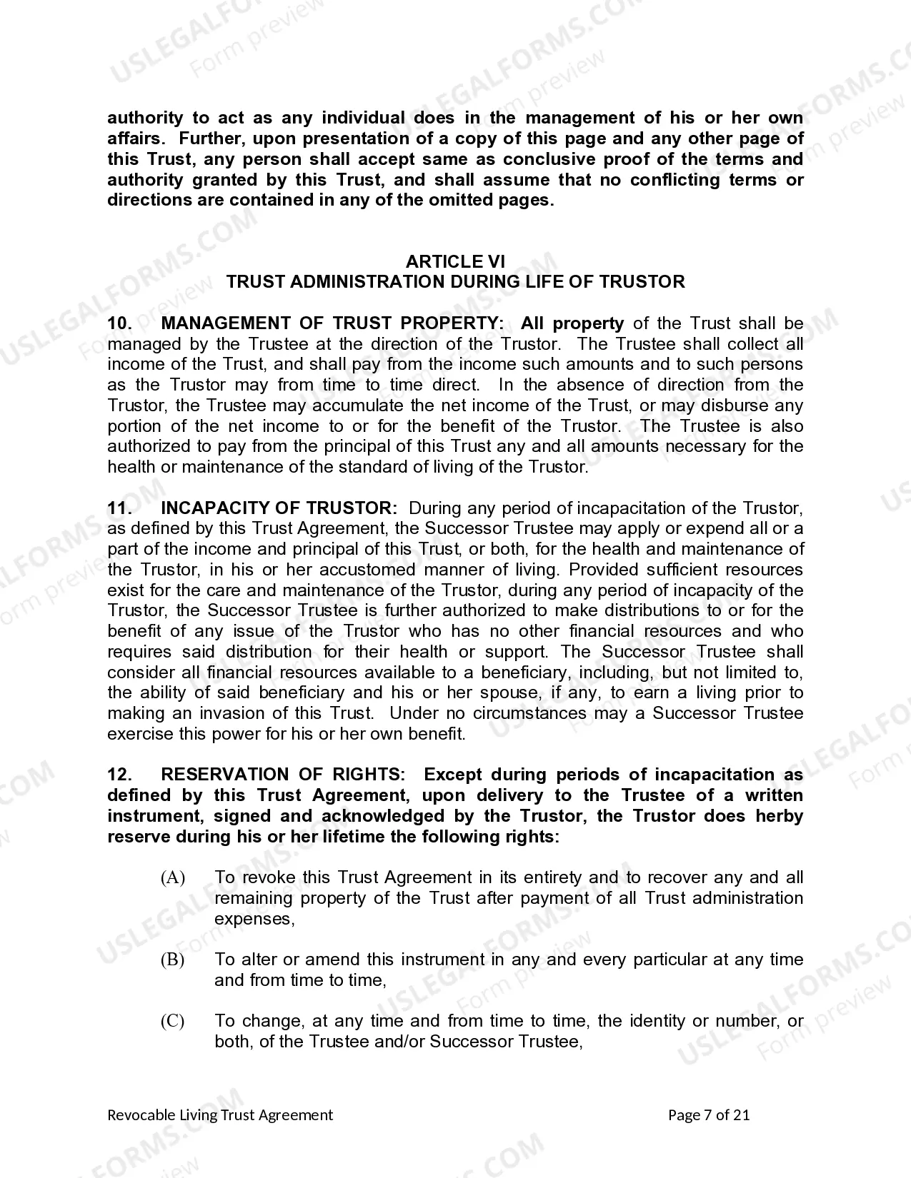 Preview Living Trust for Husband and Wife with Minor and or Adult Children