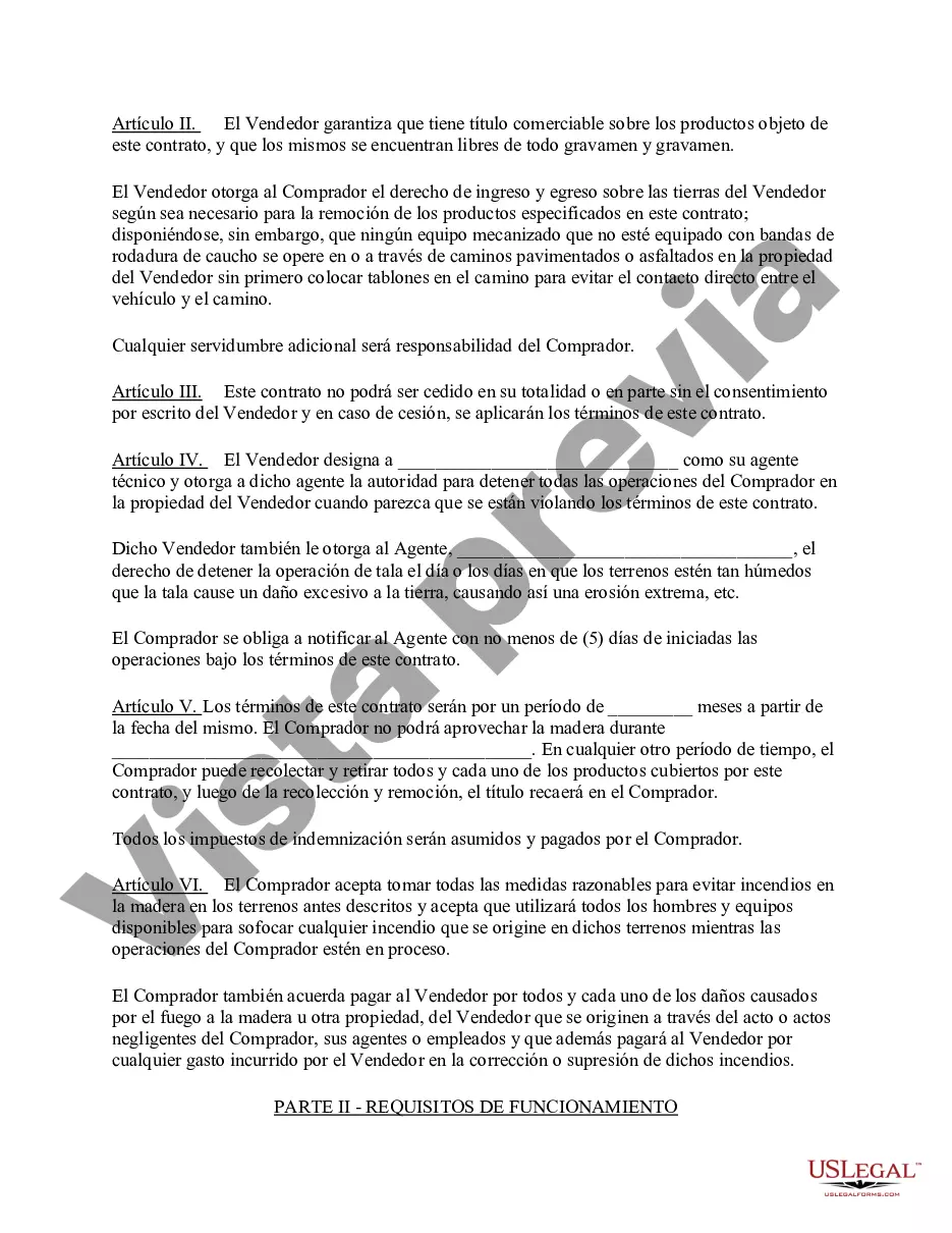 Preview Contrato de venta de madera de productos forestales de Missouri