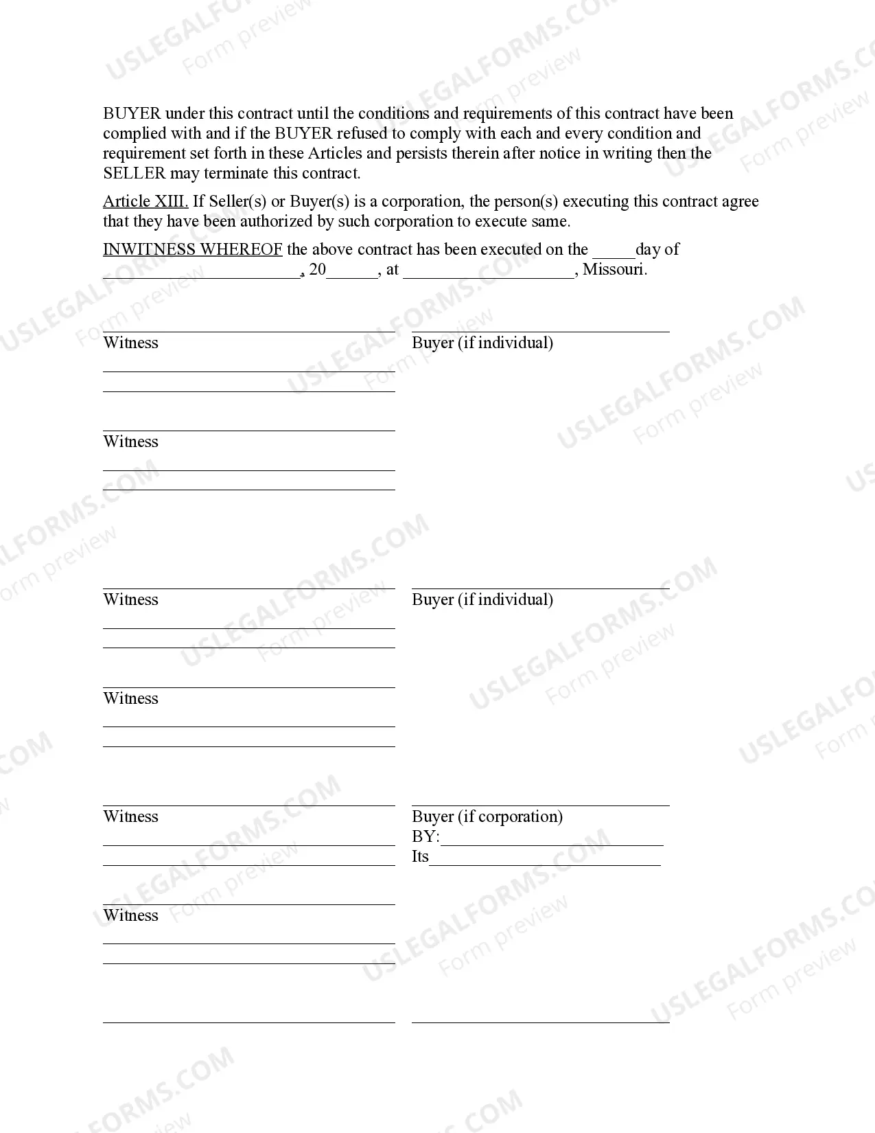 Preview Missouri Forest Products Timber Sale Contract