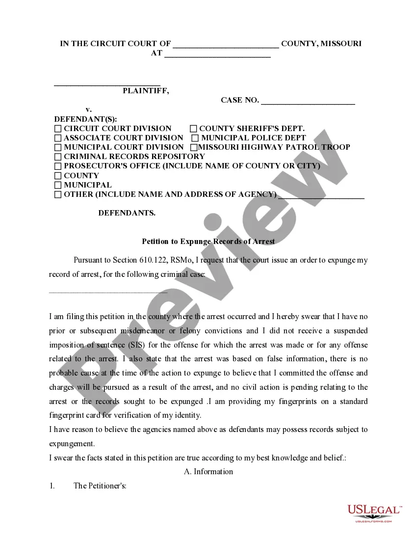 Preview Missouri Expungement Package