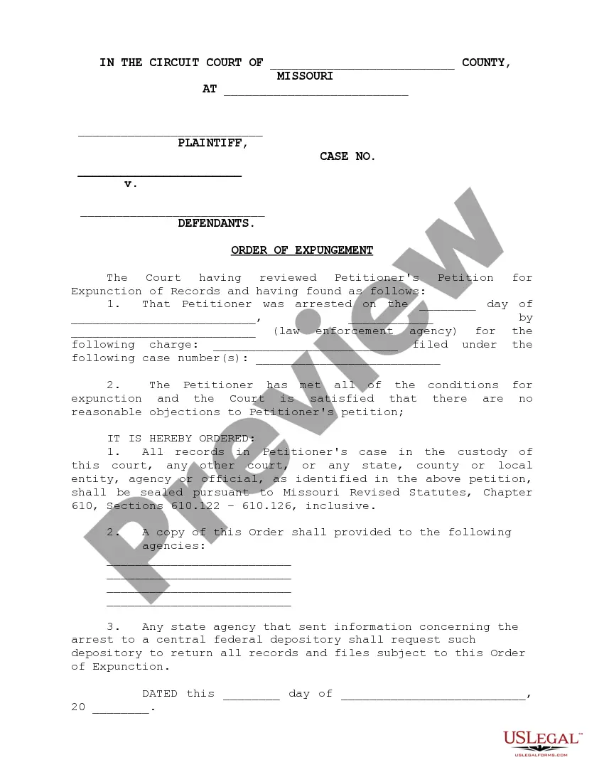 Preview Missouri Expungement Package