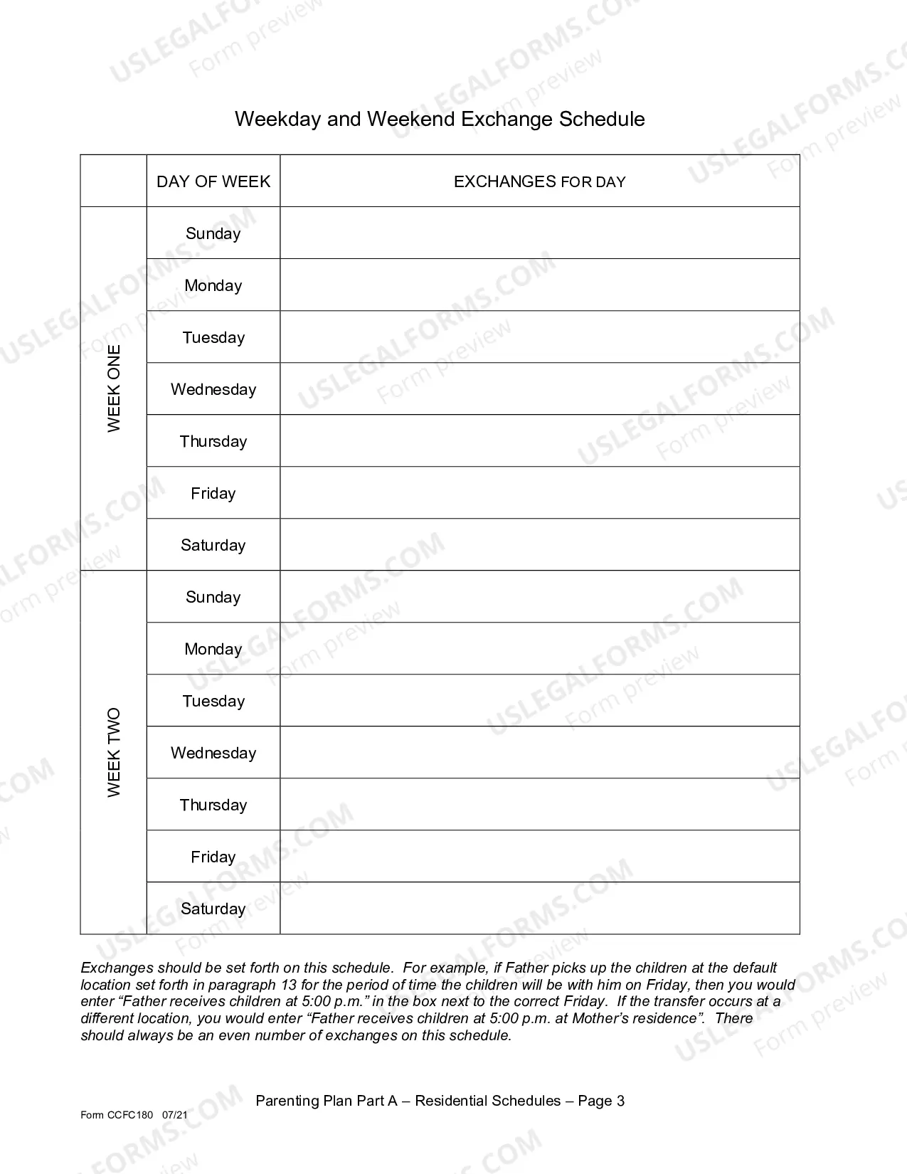 Preview Parenting Plan Part A