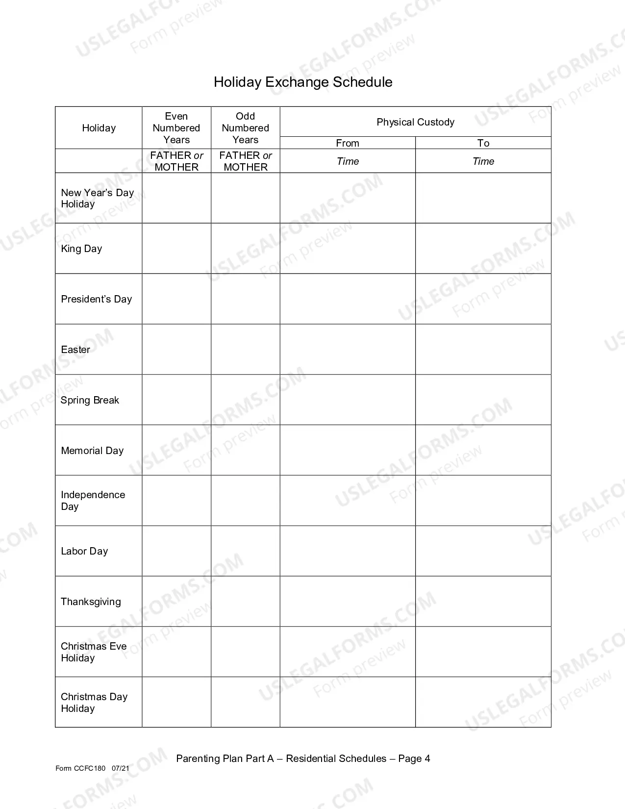 Preview Parenting Plan Part A