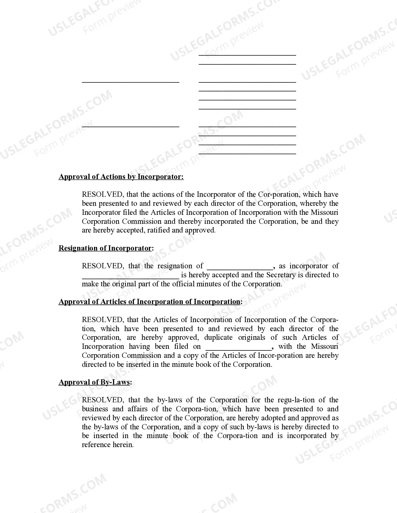 Preview Minutes for Organizational Meeting