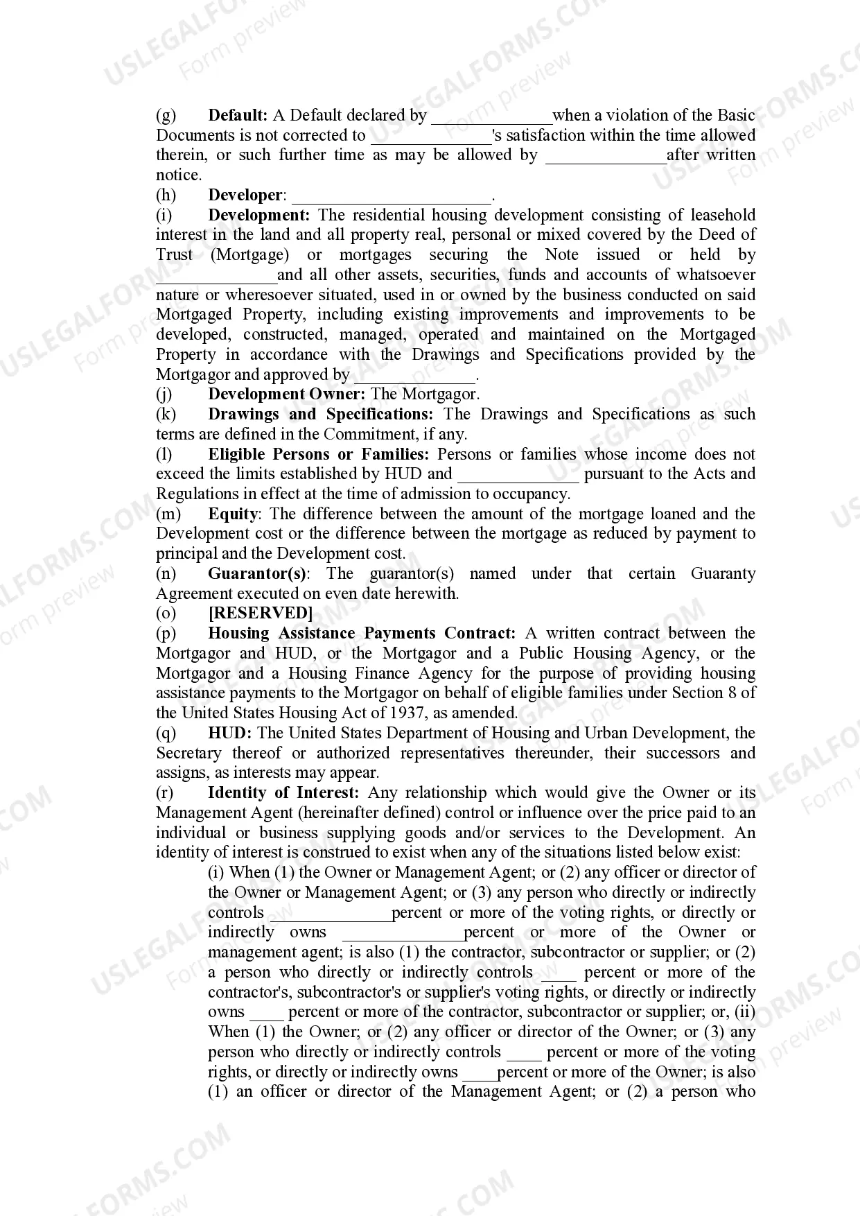 Preview Missouri Housing Development Commission Regulatory Agreement