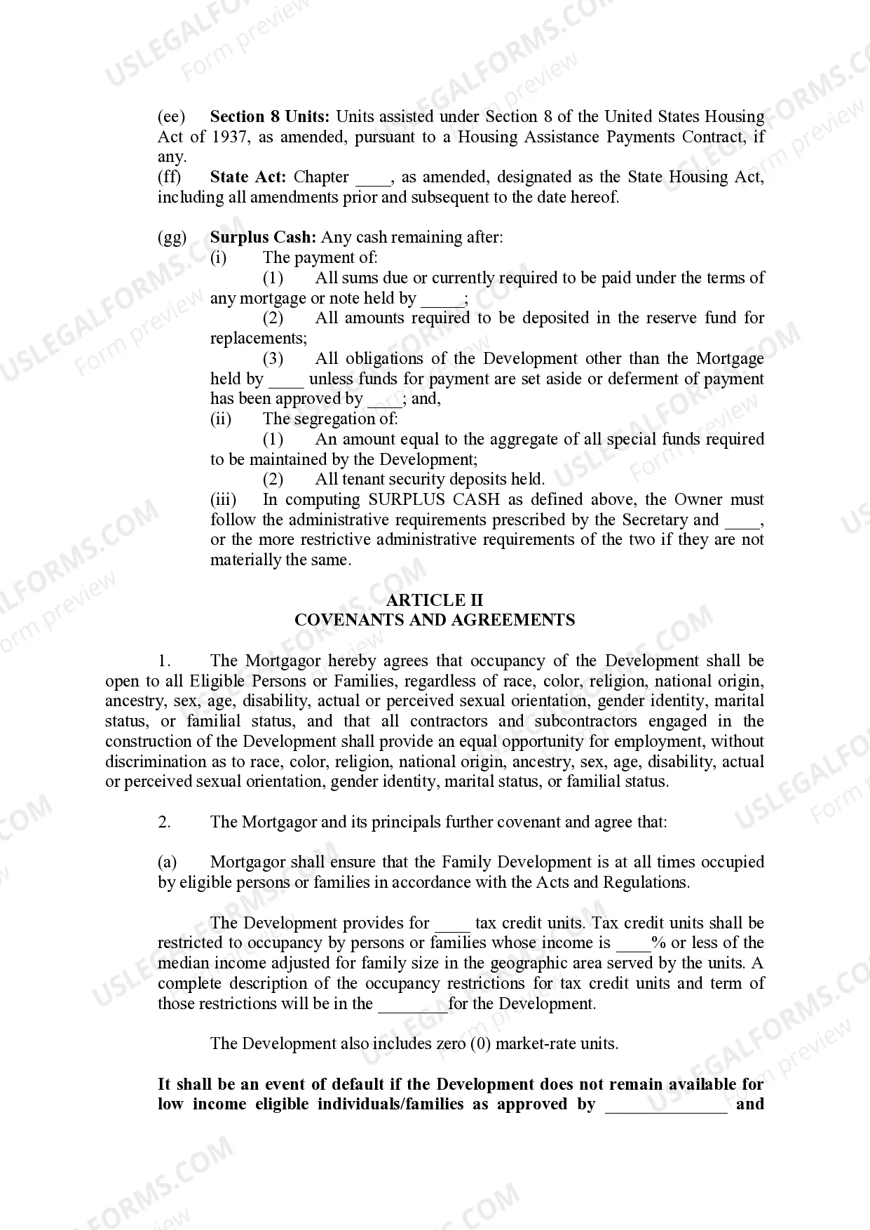 Preview Missouri Housing Development Commission Regulatory Agreement