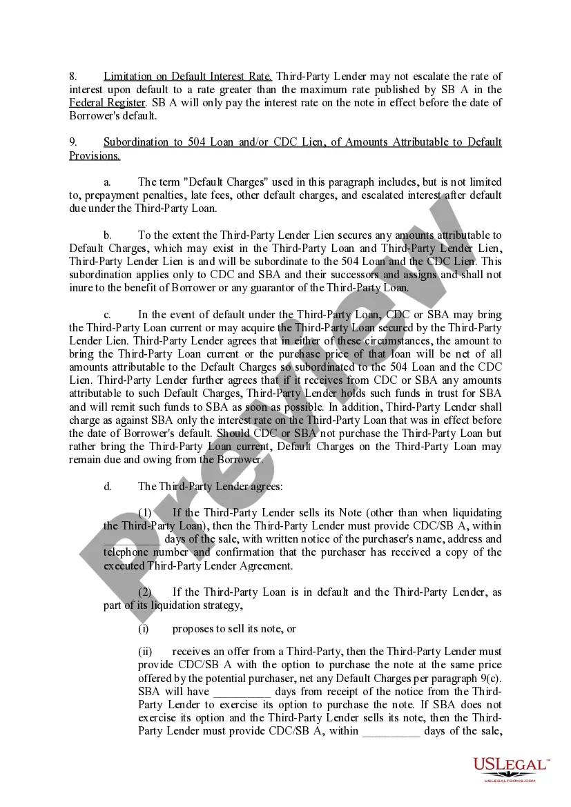 Preview Third Party Lender Agreement