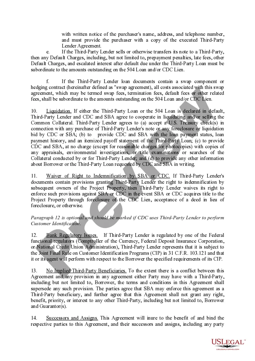 Preview Third Party Lender Agreement
