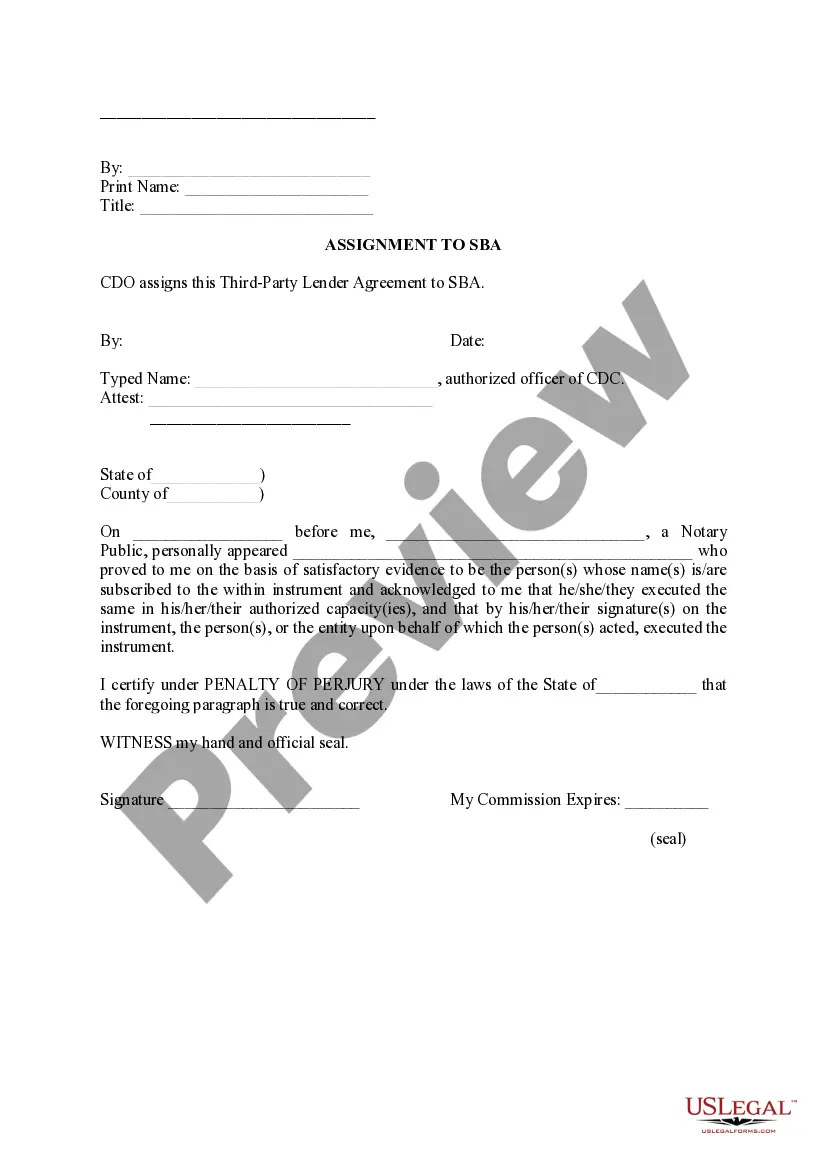 Preview Third Party Lender Agreement