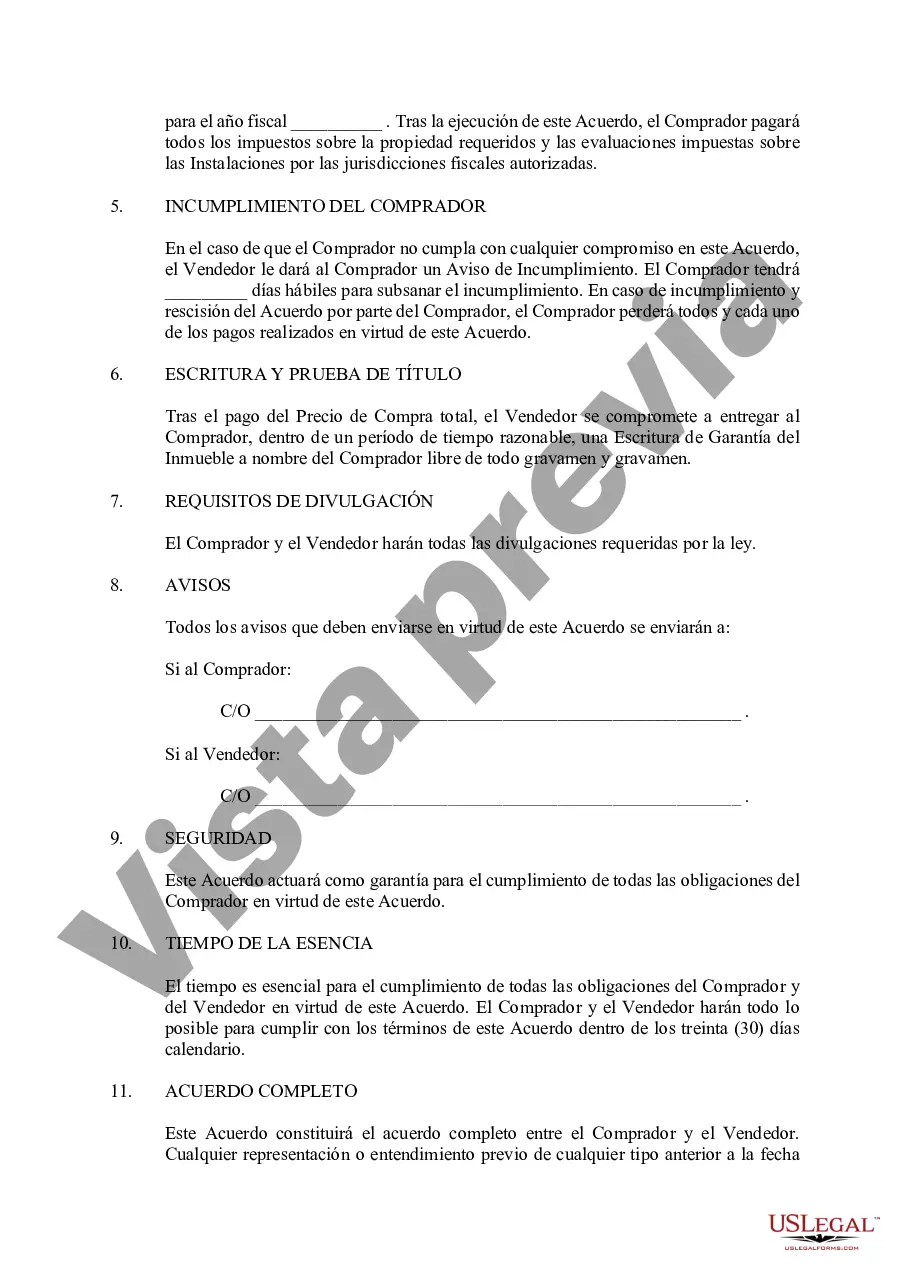 Preview Acuerdo de venta de terrenos no mejorados