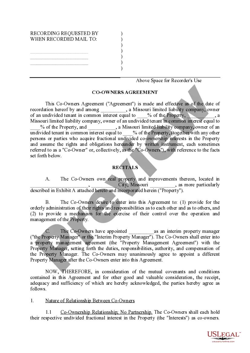 Preview Co-Owners Agreement