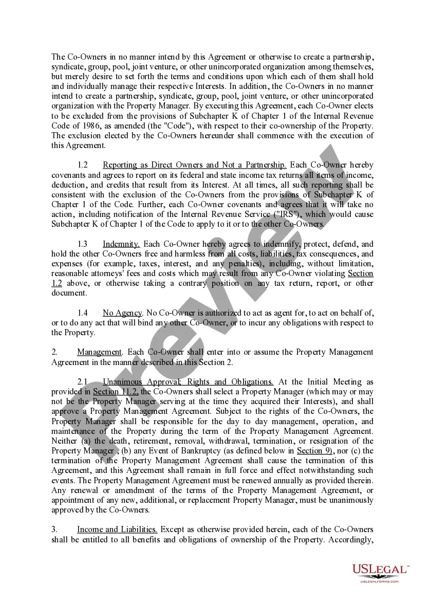 Preview Co-Owners Agreement