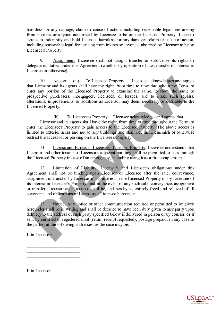 page 2 Real Property License Agreement preview