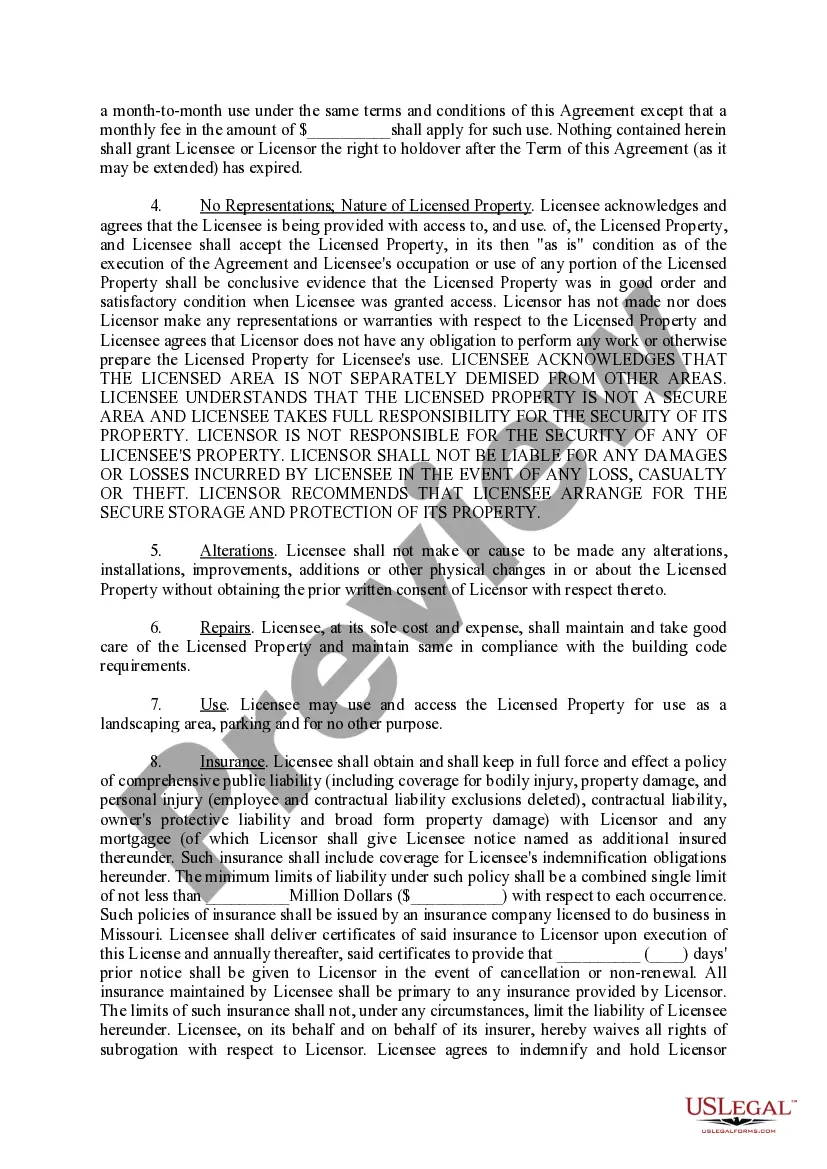 Preview Real Property License Agreement