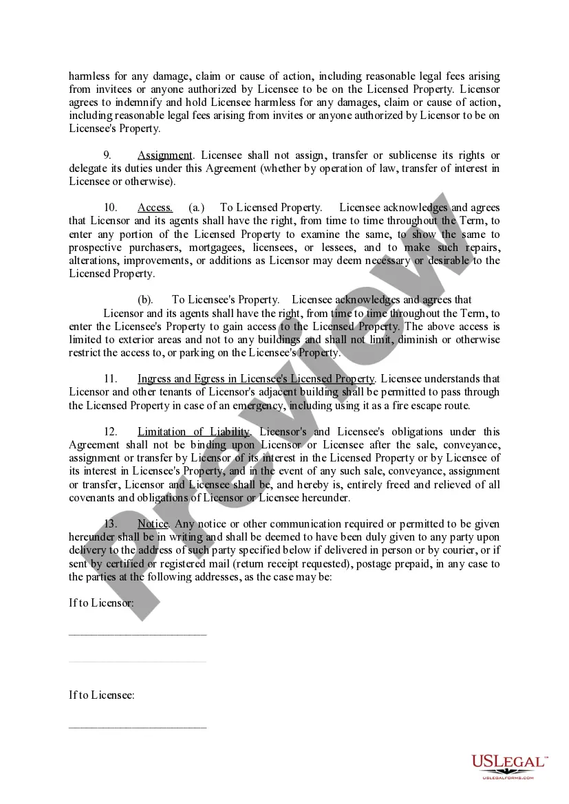 Preview Real Property License Agreement