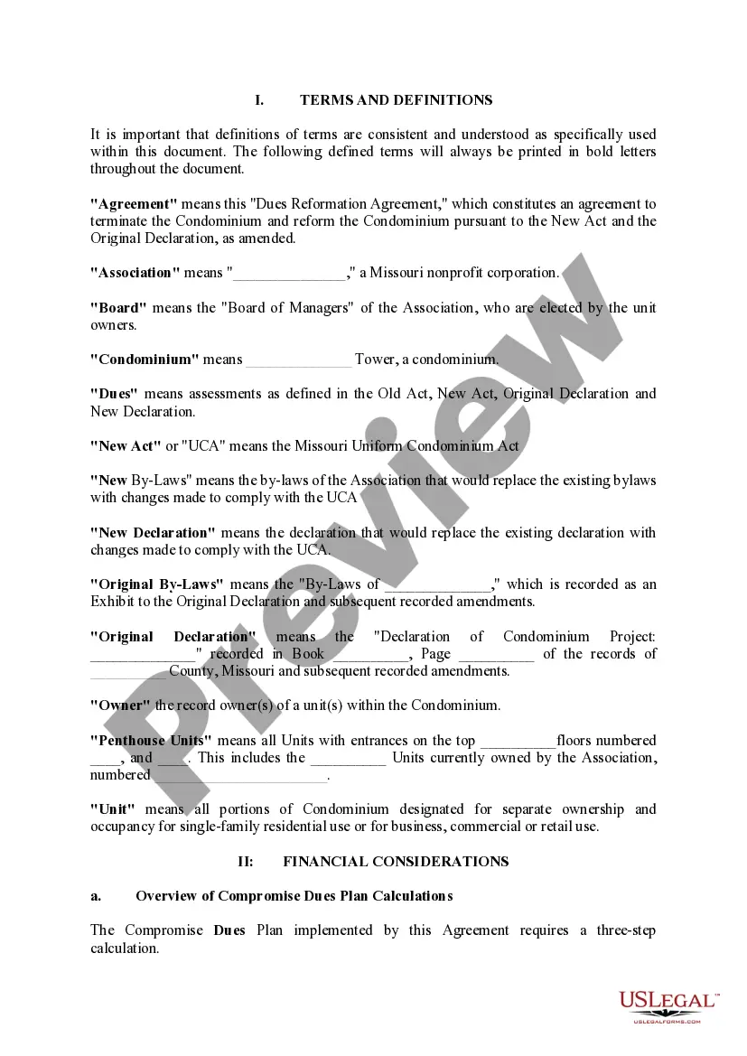 Preview Resolution Regarding TerminationAnd Dues Reformation Agreement