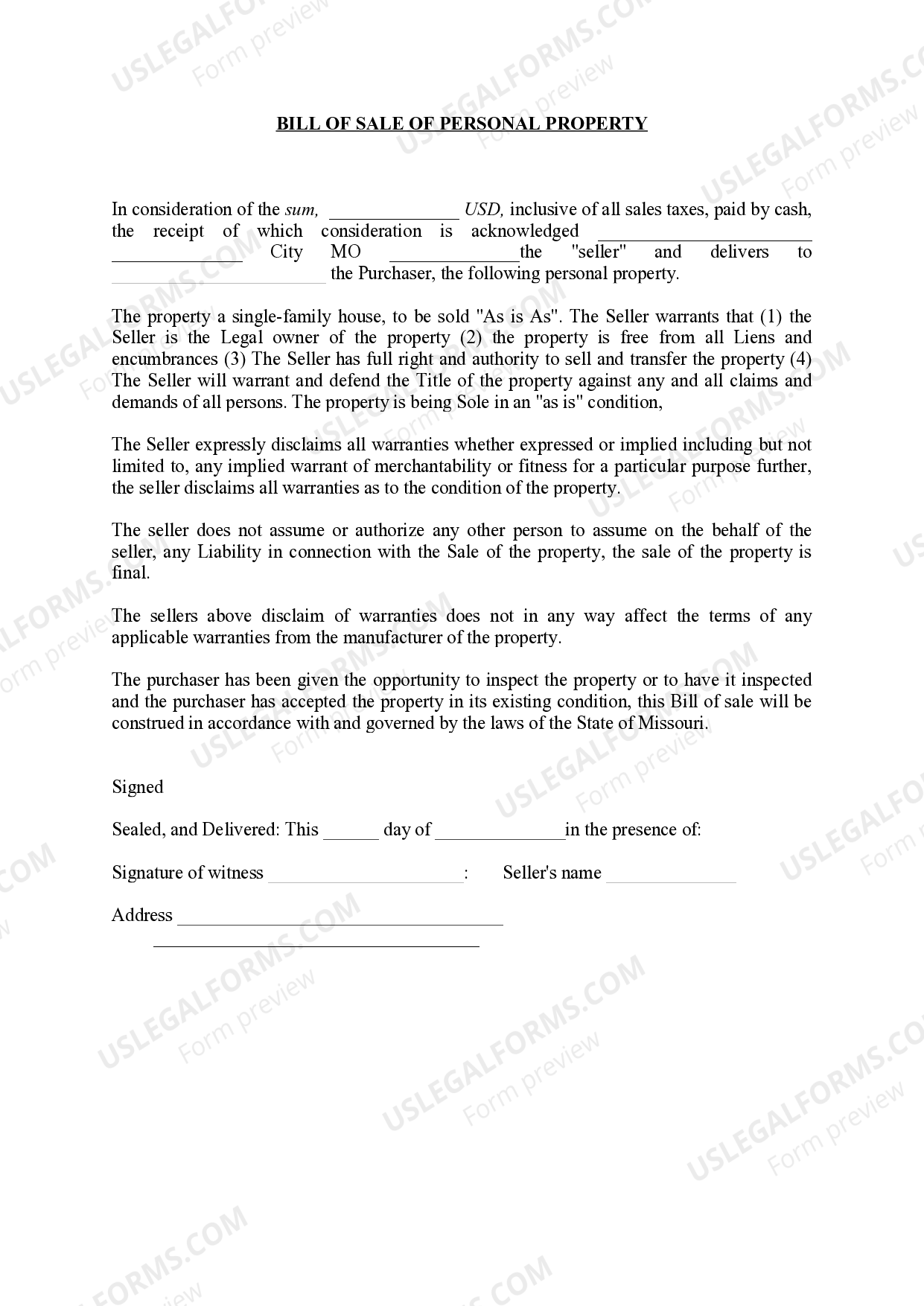 Missouri Affidavit For Judgment US Legal Forms