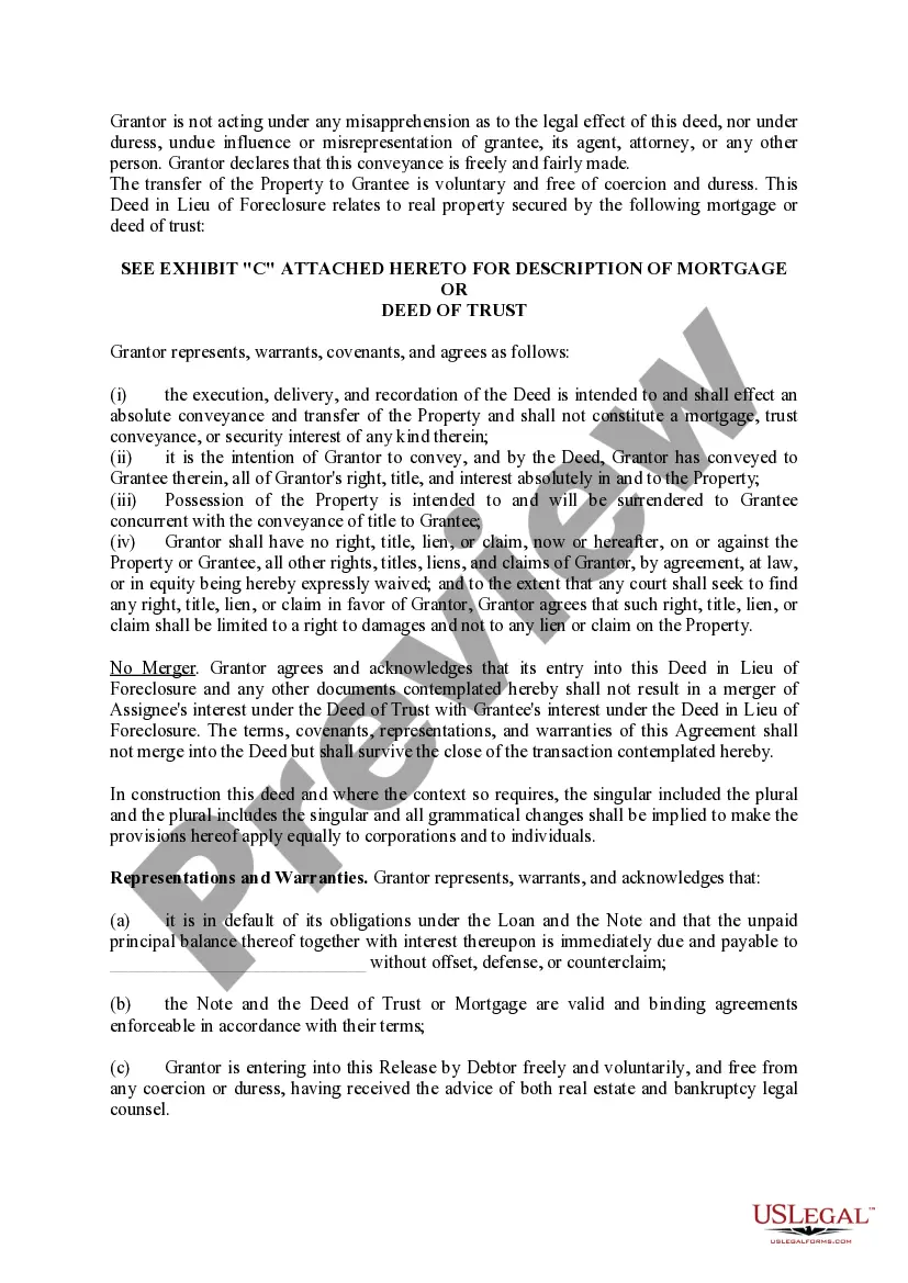 Preview Deed in Lieu of Foreclosure