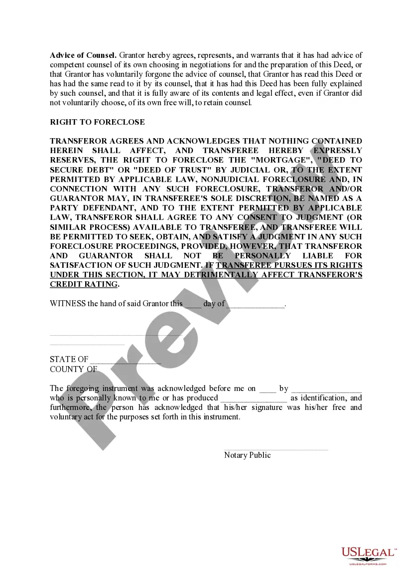 Preview Deed in Lieu of Foreclosure