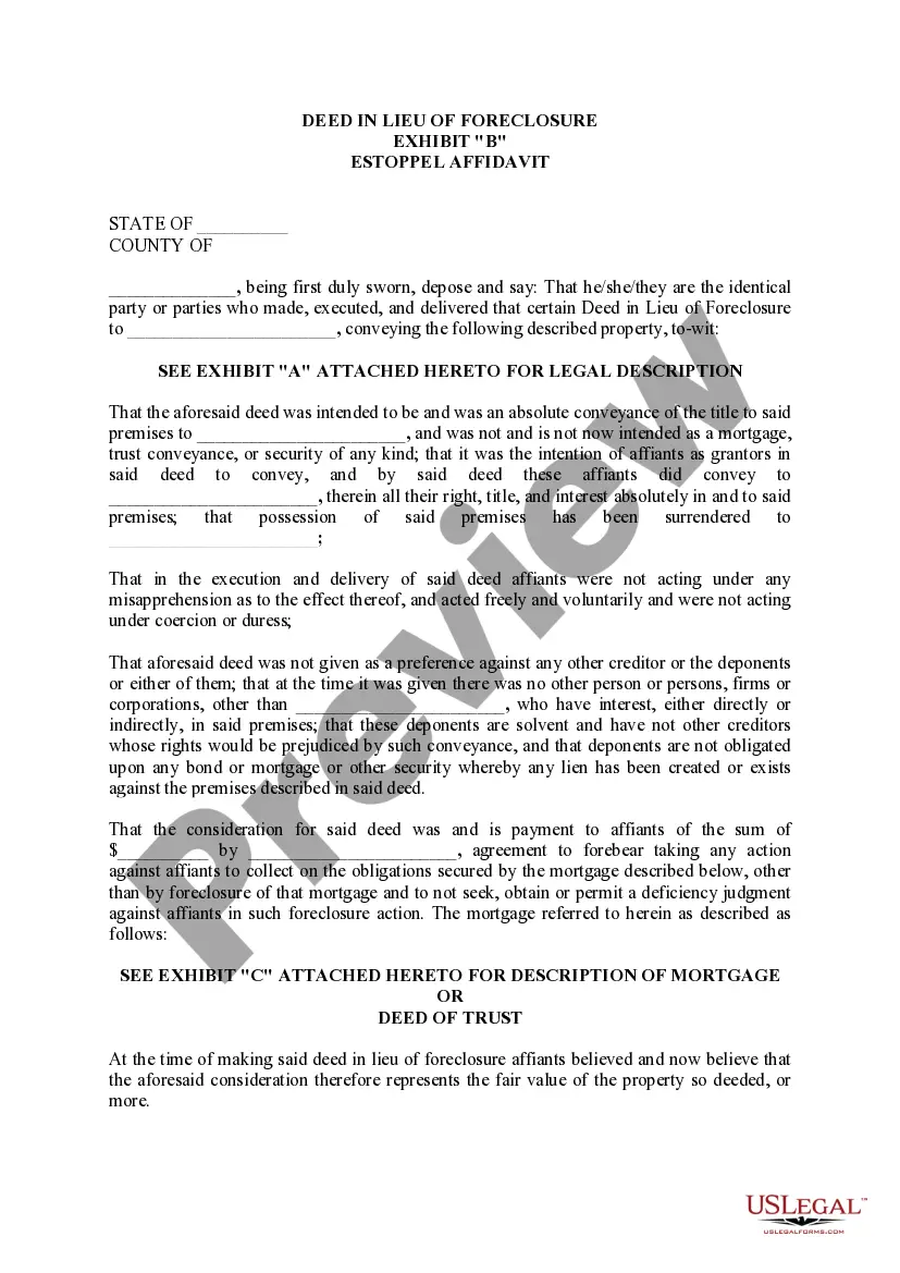 Preview Deed in Lieu of Foreclosure