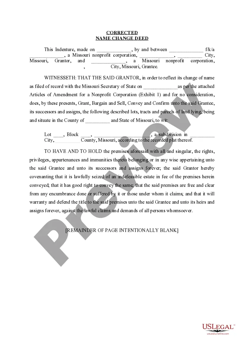 Preview Corrected Name Change Deed