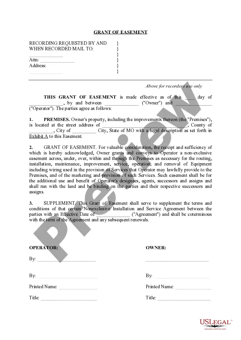 Preview Grant of Easement