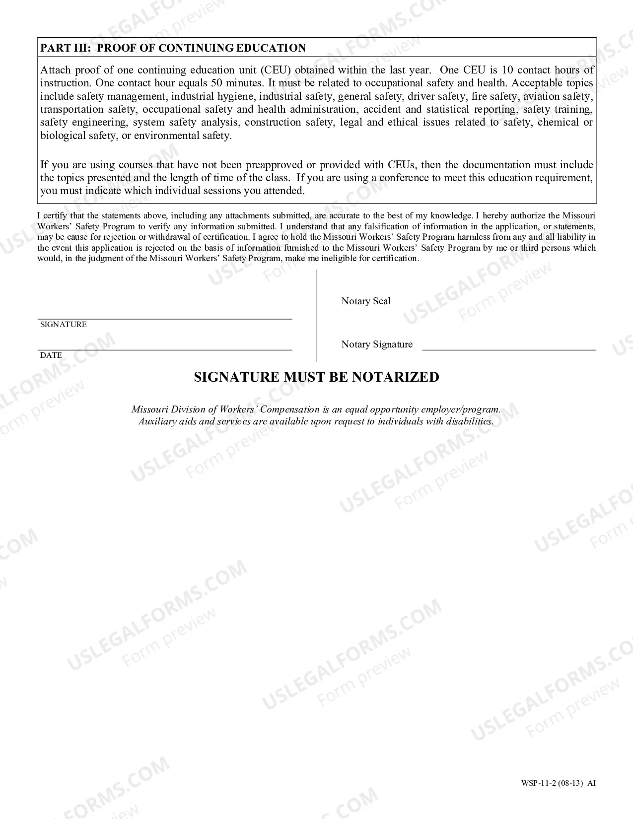 Preview Annual Certificate Renewal for Safety Engineer