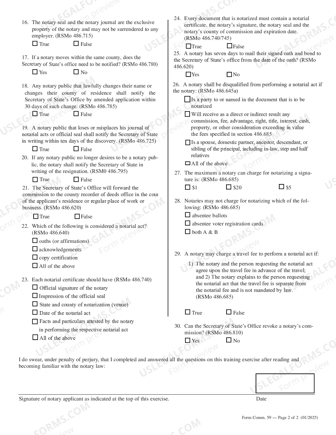 Preview Written Notary Training Course