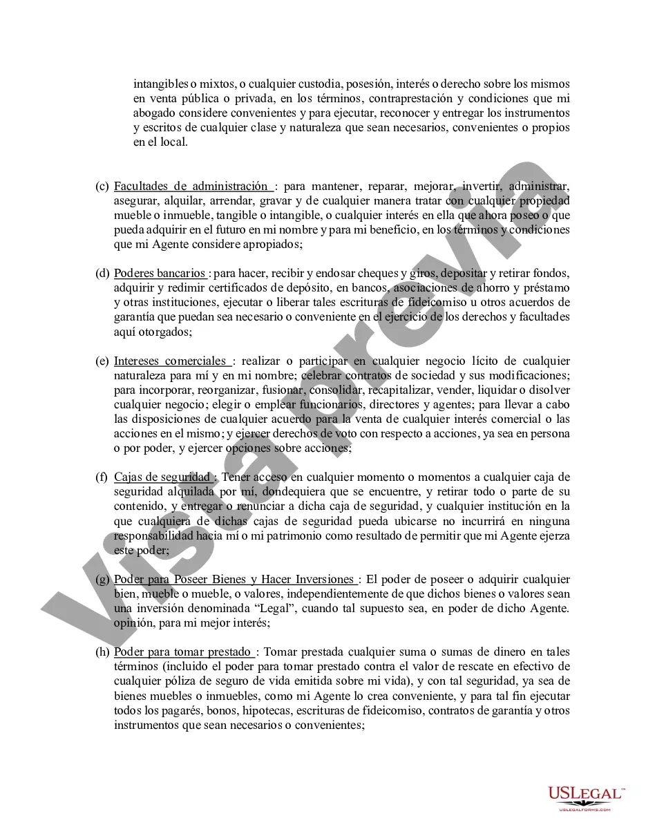 Preview Poder general duradero para la propiedad y las finanzas o efectivo financiero en caso de incapacidad