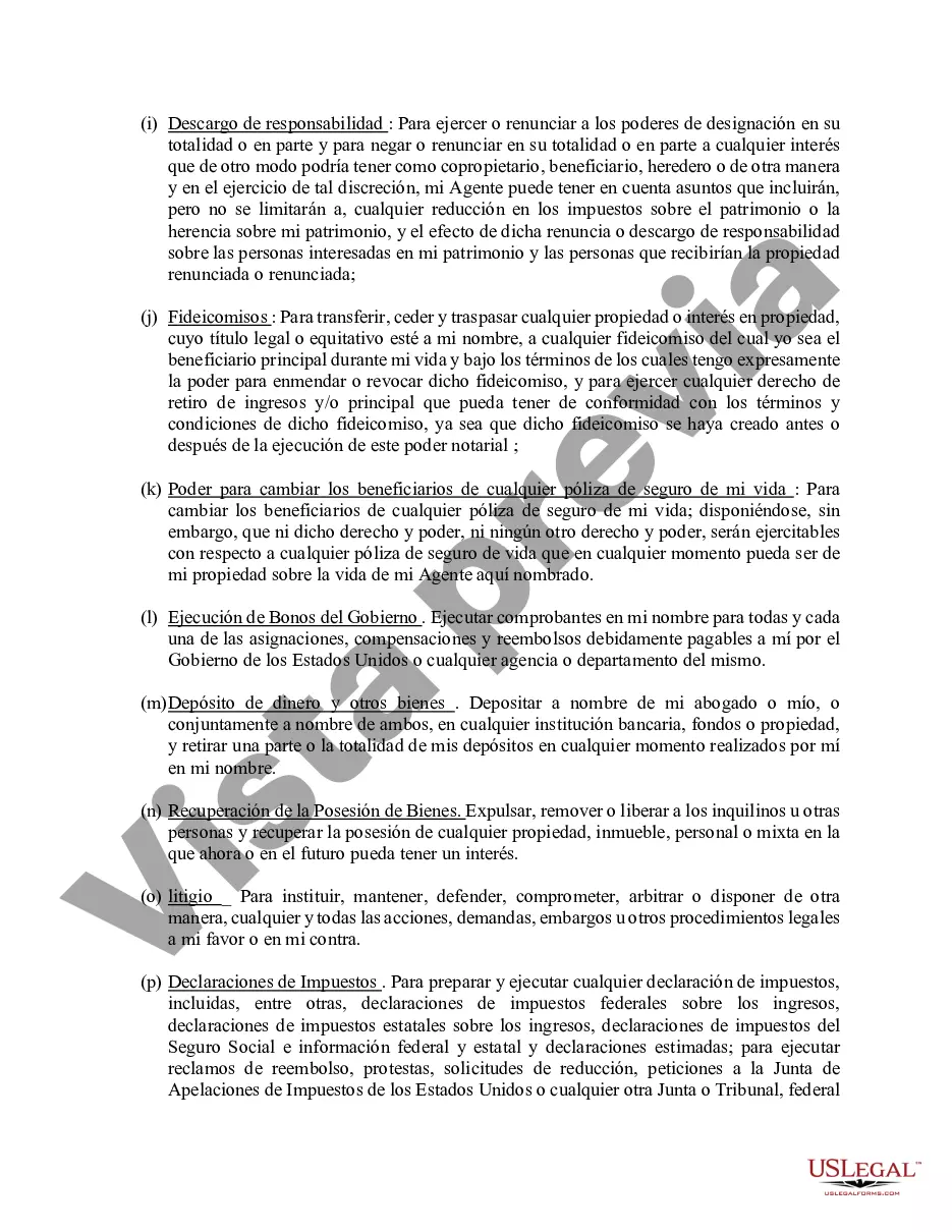 Preview Poder general duradero para la propiedad y las finanzas o efectivo financiero en caso de incapacidad