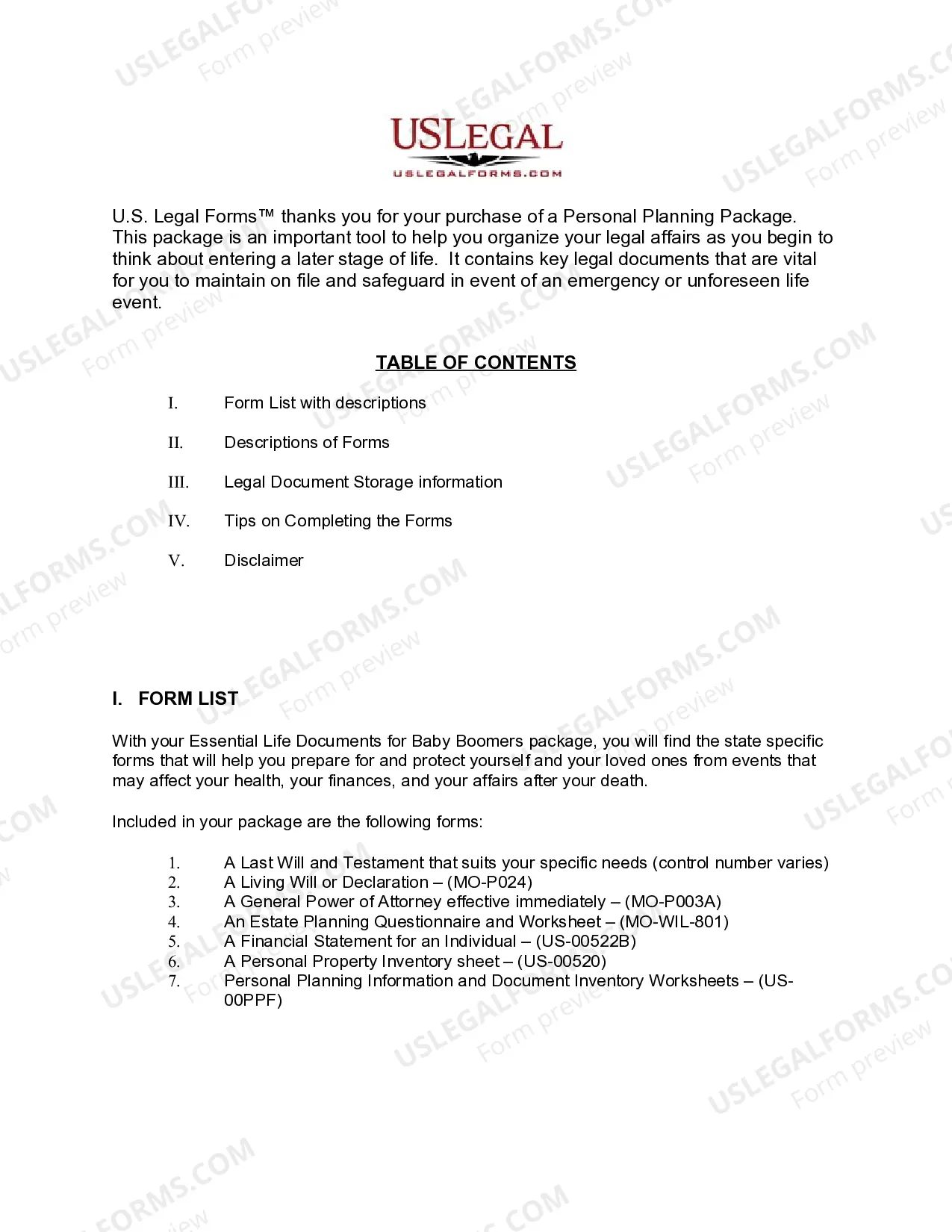 Preview Missouri Essential Legal Life Documents for Baby Boomers