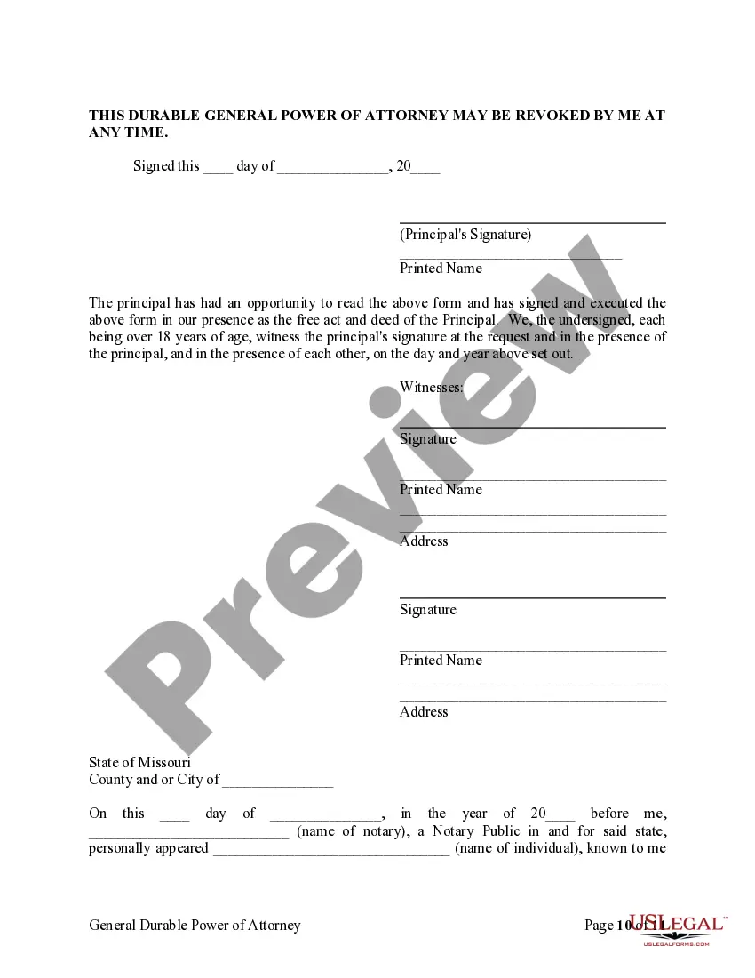 Preview General Durable Power of Attorney for Property and Finances or Financial Effective upon Disability