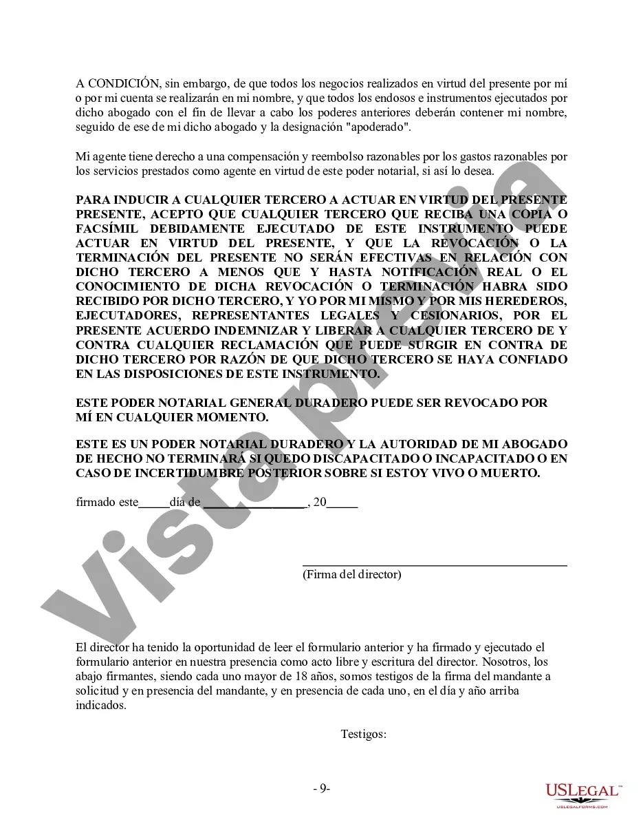 Preview Poder General Duradero para Bienes y Finanzas o Financiero Efectivo Inmediatamente