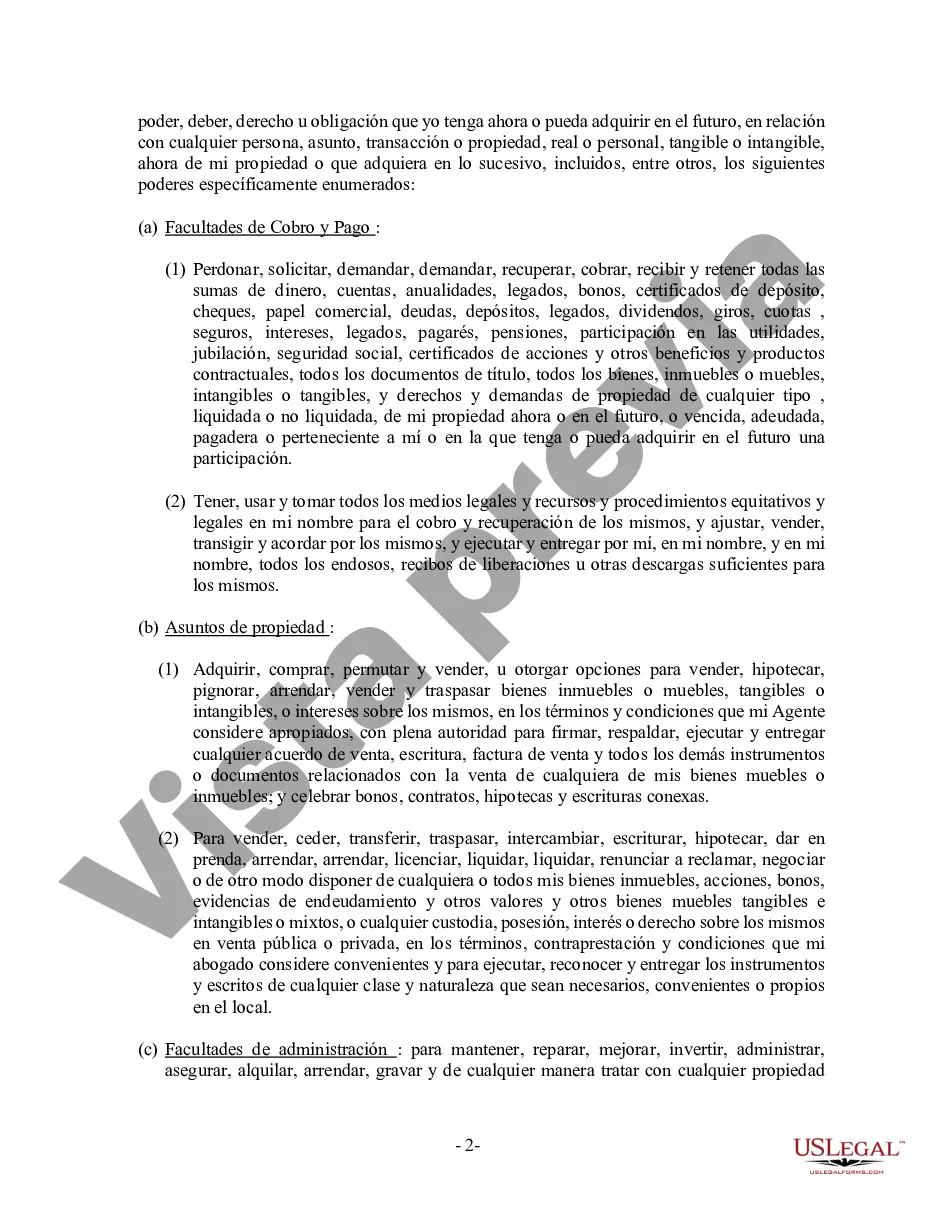 Preview Poder General Duradero para Bienes y Finanzas o Financiero Efectivo Inmediatamente