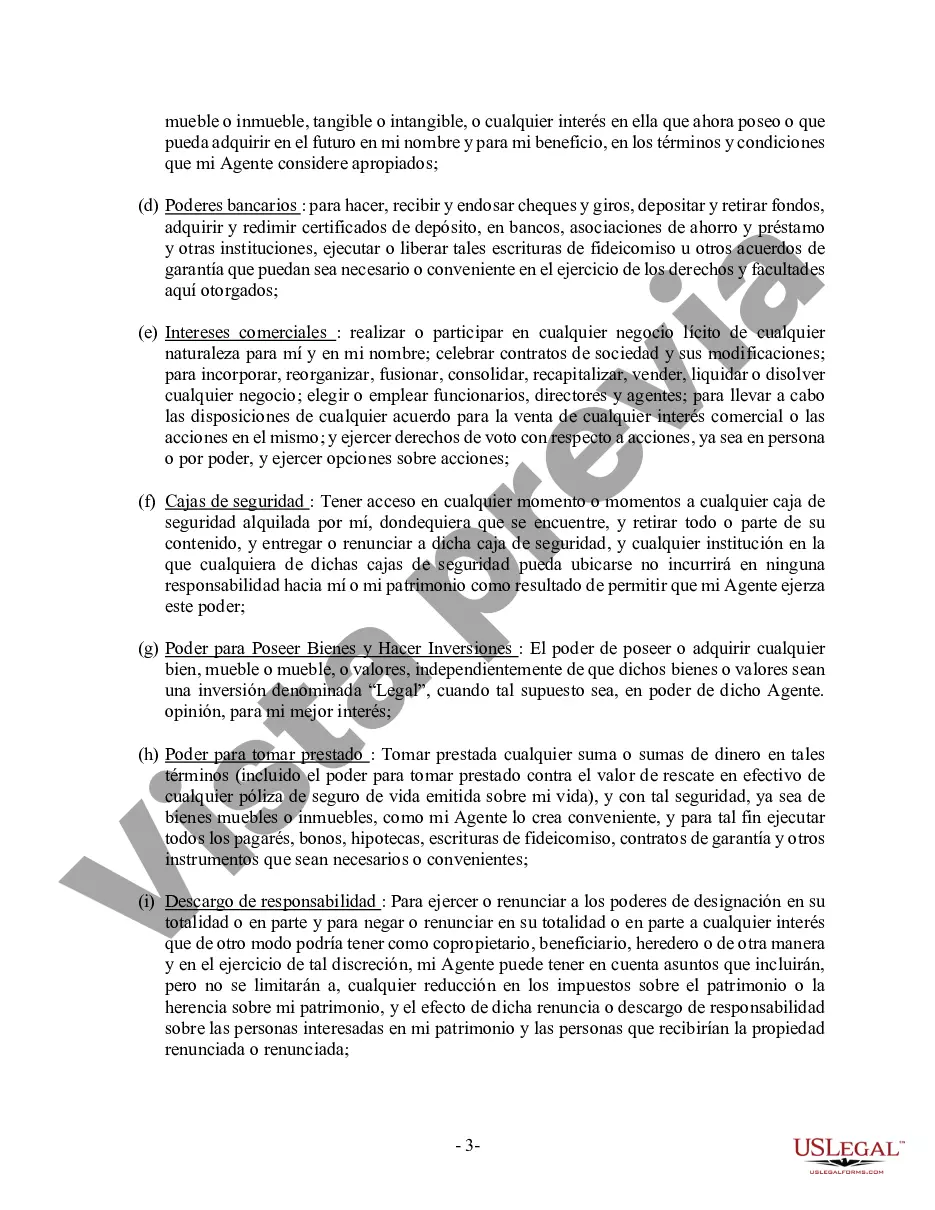 Preview Poder General Duradero para Bienes y Finanzas o Financiero Efectivo Inmediatamente